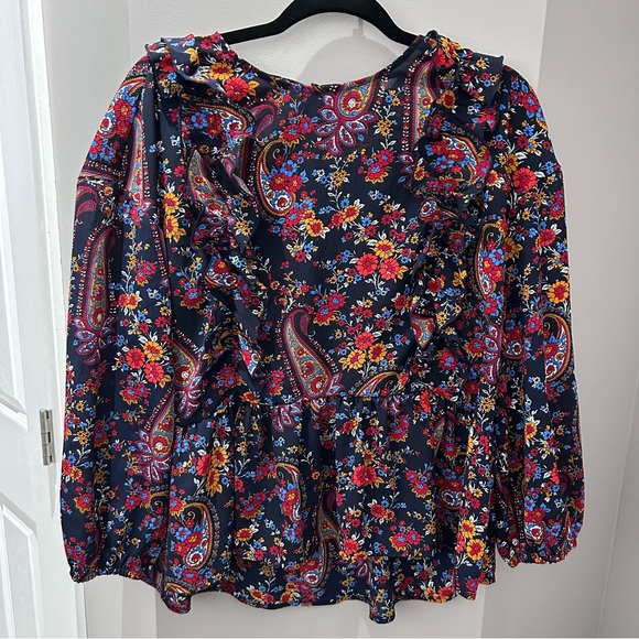 H&M Multi Color Paisley Print Blouse-10 - Picture 1 of 9